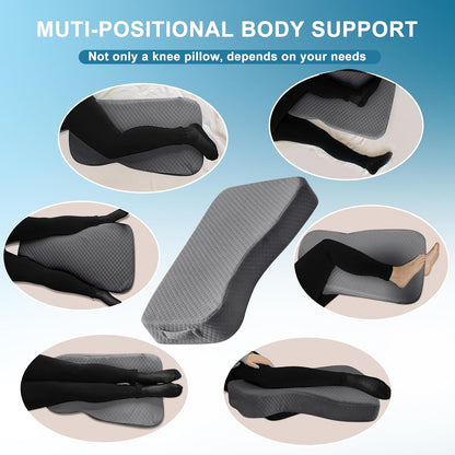 Knee Pillow for Side Sleepers, 100% Memory Foam Filling Leg Pillow for Side Sleeping, 4" Height Leg Pillow for Relieving Leg, Back, and Knee Pain Breathable & Pressure-Relieving Support - 18"x30"x4"