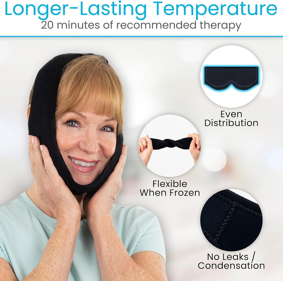 Vive Jaw Ice Pack Wrap for Face & Oral Surgery - Wisdom Teeth Ice Head Mask