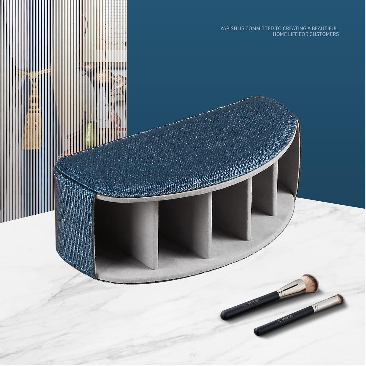 Pu Leather TV Remote Control Holder with 5 Compartments,Remote Caddy/Tray | Bedside Table Desk Storage Box/Organizer for Pen,DVD,Blu-Ray,Media Player,Heater Controller,Cosmetics,Glasses,Office Supplies