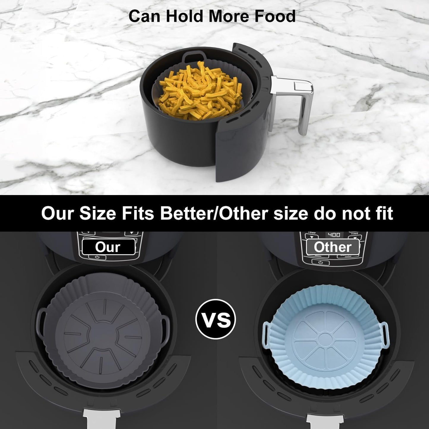 Silicone Air Fryer Liners 2 Pack, Reusable Liners Compatible for Ninja Foodi DZ201, DZ401, DZ550, COSORI, Chefman, Instant Air Fryer, and 6-in-1 8-10QT Air Fryer Baskets