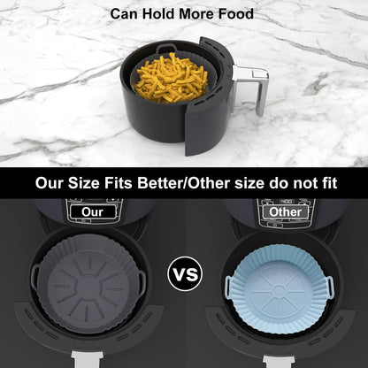 Silicone Air Fryer Liners 2 Pack, Reusable Liners Compatible for Ninja Foodi DZ201, DZ401, DZ550, COSORI, Chefman, Instant Air Fryer, and 6-in-1 8-10QT Air Fryer Baskets