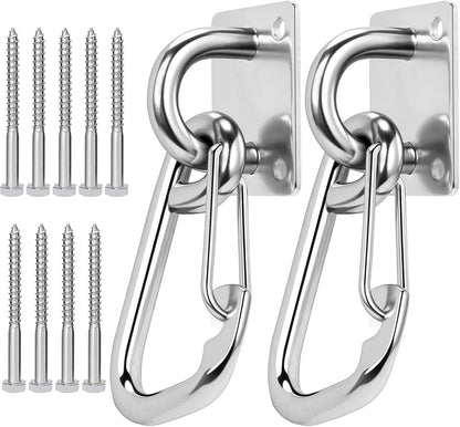 Dog Leash Holder for Wall with Tie Out Cable, 304 Stainless Steel Heavy Duty Hook with Anti-Escape Design, Indoor & Outdoor Pet Leash Anchor for Small and Medium-Sized Dogs, 1 Pack