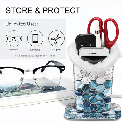 FINTIE Plush Lined Eyeglasses Holder, Glasses Stand Case For Nightstand | Soft Plush Lining, Bedside Eyeglasses Holder, Office Desktop Organizer, Small Item Storage, Anti-Scratch - Colors A