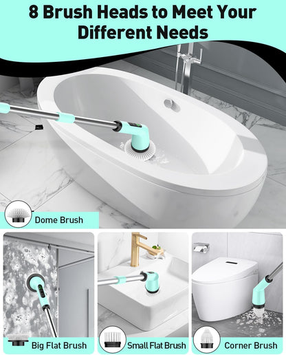 Electric Spin Scrubber, Shower Scrubber Cordless Scrub Brush, Green