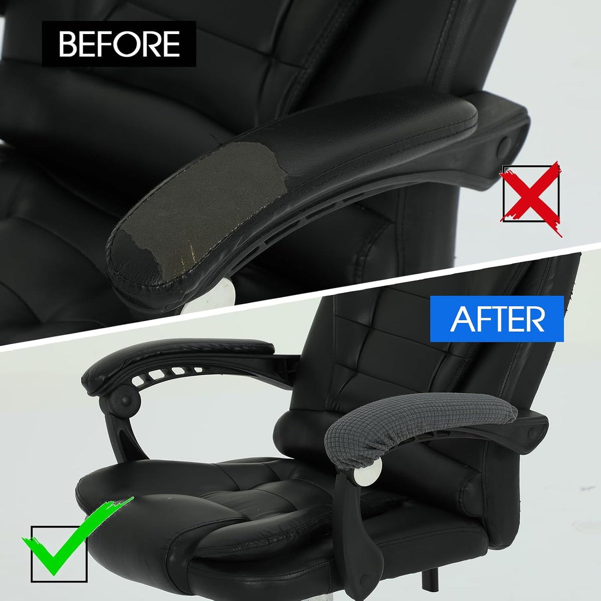 Vin Beauty Office Chair Armrest Covers, 2Pcs Office Removable Arm Rest Covering, Elastic Chair Armrest Covers, Office Seat Hand Rest Protector, Arm Covers Protectors for Office Chair(Black)