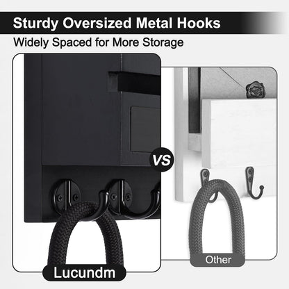 Key Holder Wall Mount, Mail Holder with Storage Drawer | Key and Mail Holder with 5 Key Hooks for Coat, Dog Leash, Home Decor Rack, House Accessories, Entry Way Organizer