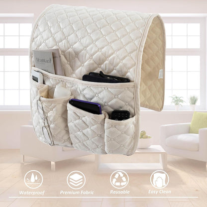 Armchair Caddy for Couch Remote Control Holder with 4 Pockets, Grey 1 Pack | Non-slip, Waterproof, Sofa Armset Organizer, Couch Chair Armrest Storage for TV Remote Control Phone Book Magazine 35"x13"