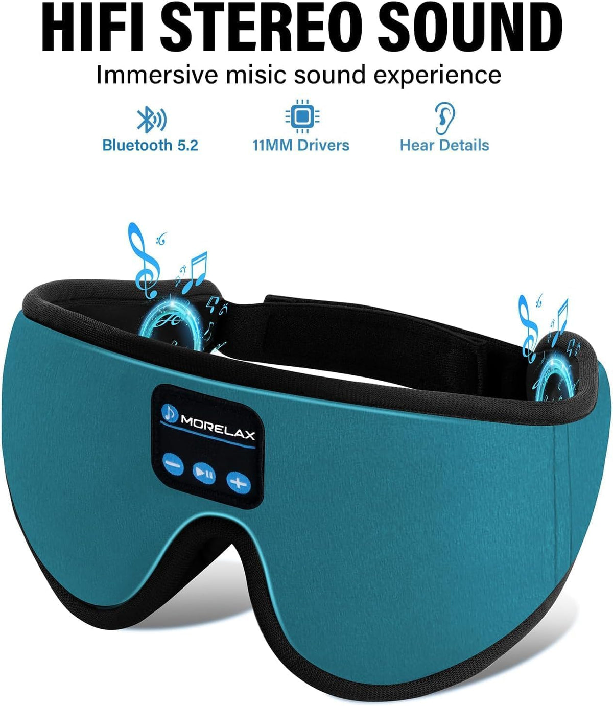 Sleep Headphones,Sleep Mask for Side Sleeper,3D Eye Mask for Sleeping with Stereo Speakers,Bluetooth Headphone,Perfect for Gifts for Women/Men Black