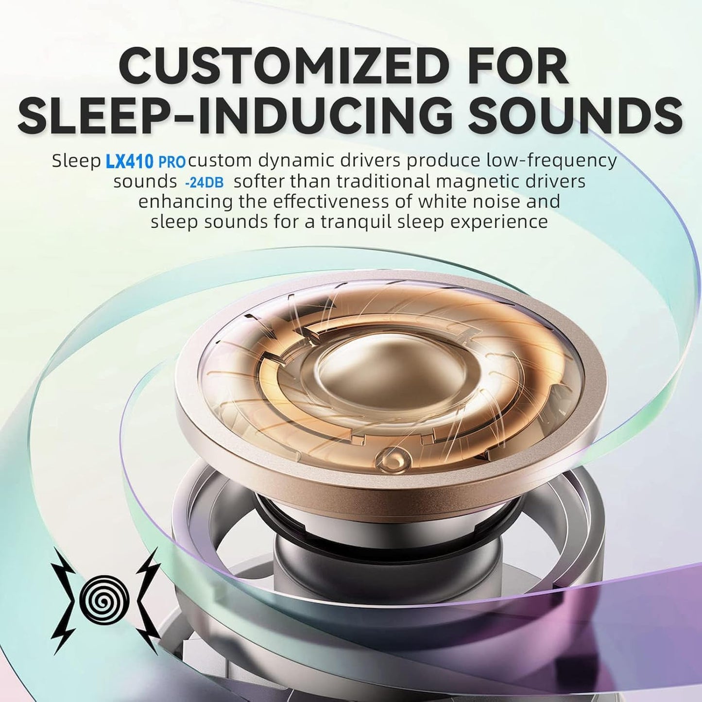 Sleep Earbuds for Side Sleepers, Wireless Noise Cancelling Sleep Headphones with Sleep Mode, LED Power Display, Comfort Fit for Sleeping, Working, Hiking (Mint Green)