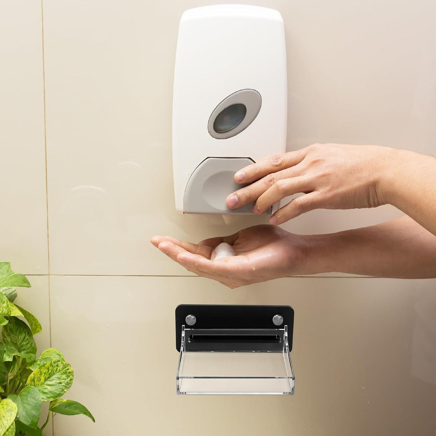 Acrylic Soap Dispenser Drip Tray Wall Mount Soap Dispenser Bracket, Laundry Detergent Drip Catcher Prevent Dripping, Detachable Easy to Clean, Clear