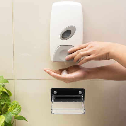 Acrylic Soap Dispenser Drip Tray Wall Mount Soap Dispenser Bracket, Laundry Detergent Drip Catcher Prevent Dripping, Detachable Easy to Clean, Clear