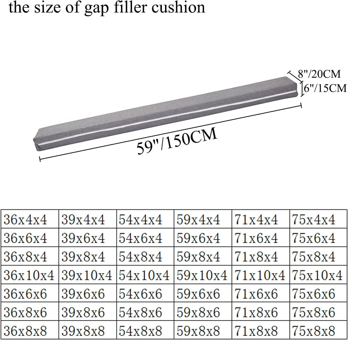 SAMTY Bed Gap Filler for headboard Space Gap Filler Bolster Stopper 54x6x4
