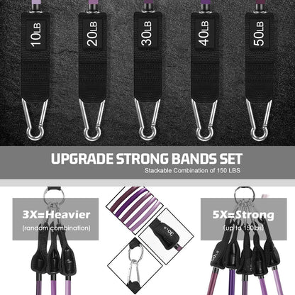 VElCK Resistance Bands Set with Handles for Exercise, Workout and Home Gym | 100% Natural Latex, 10-150LBS, Versatile for Yoga, Pilates, Strength, Home Gym