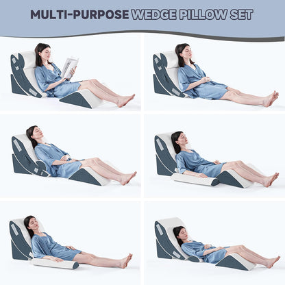 Yojoker Leg Elevation Pillows for Swelling, Memory Foam Wedge Pillow for Legs Blood Circulation, Leg Elevation Pillows for After Surgery, Knee Wedge Pillow for Sleeping Back Hip Ankles Relief