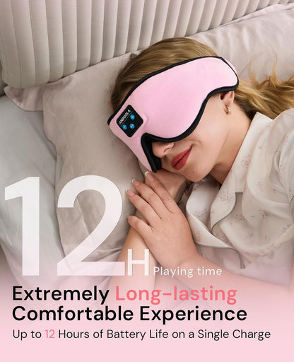 3D Sleep Mask with Bluetooth Headphones, Wireless Sleep Headphones for Side Sleepers, Noise Cancelling Eye Mask for Nap, Soft Sleeping Mask for Women Men, Blackout Sleep Mask with Built-in Speakers
