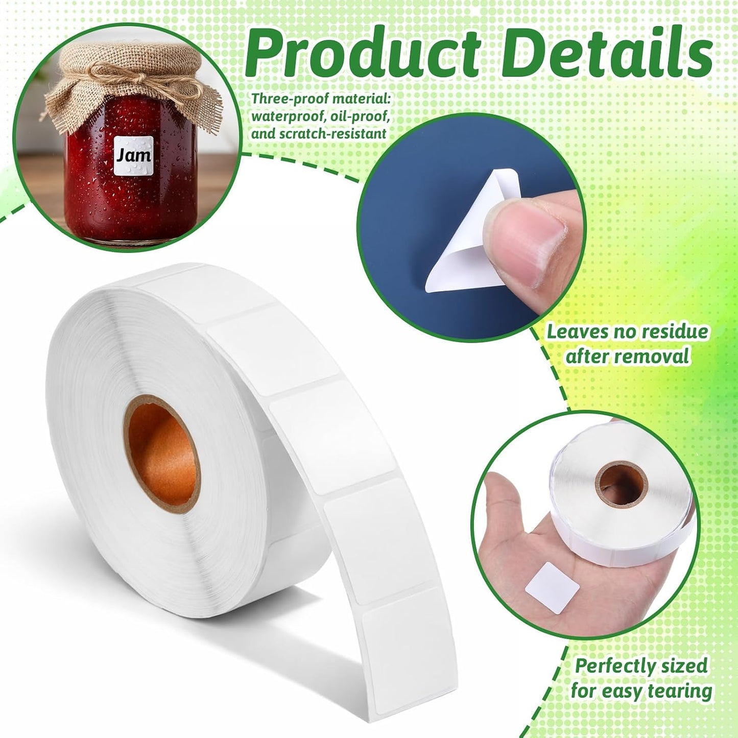 1" x 1" (25 mm x 25 mm) Blank Square QR Code Label, Square Removable Labels, Price Stickers for Both Home and Office, No Residue, 1380 Labels