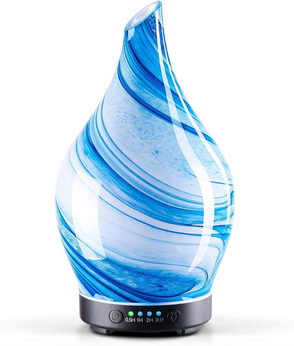 Porseme Oil Diffuser 3D Glass Aromatherapy Ultrasonic Humidifier, Air Refresh Auto Shut-Off, Timer Setting, BPA Free for Home Hotel Yoga Leisure SPA Gift 150ml Last 6H - Colors B