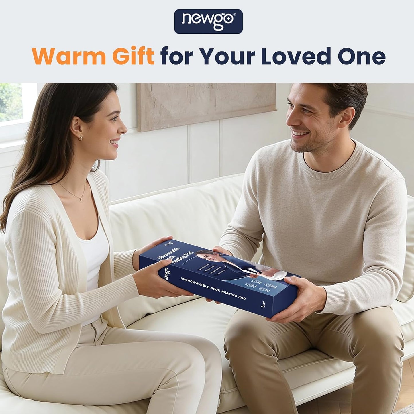 NEWGO Neck Warmer Microwavable - Heating Pad for Neck and Shoulders with Straps - Reusable Moist Heated Pad for Pain Relief- Hot Compress