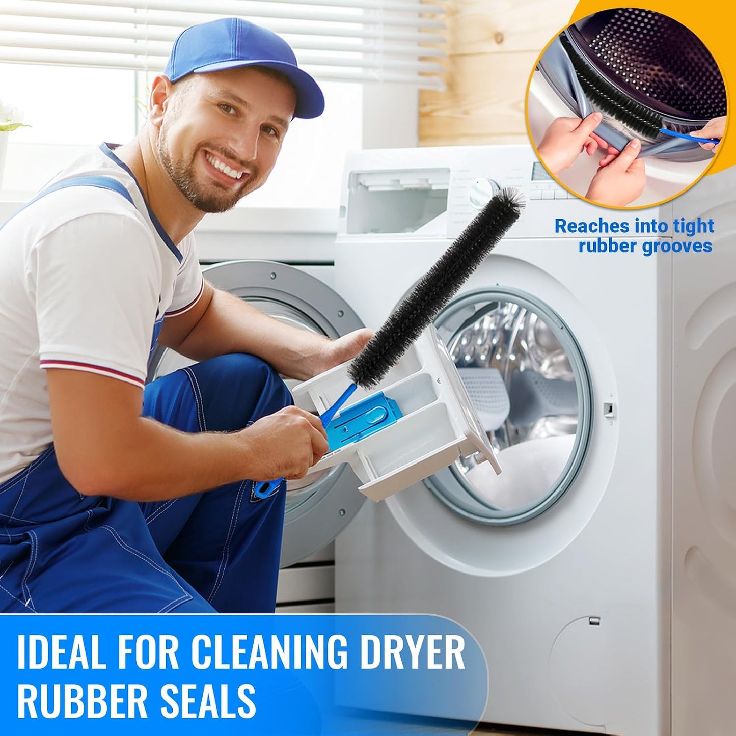 5 Pack Dryer Vent Cleaner Kit, Extra Long Flexible Brushes for Lint, Pet Hair & Dust, Refrigerator Coils, Home Washers, Sinks & Drains
