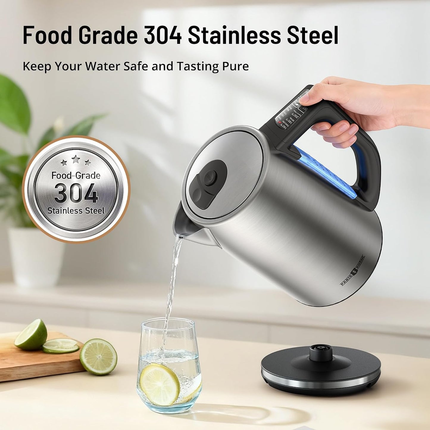 Electric Tea Kettle, 6 Precise Temperature Presets 1.7L Stainless Steel Electric Kettle Temperature Control,1500W Fast Boiling Hot Water for Oolong & Green Tea with Strix Control