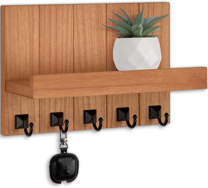 Key Holder for Wall, Decorative Key Holder with Shelf | Key and Mail Holder Wall Mount, Farmhouse Decor with 5 Key Hooks for Keys, Coats, ect.