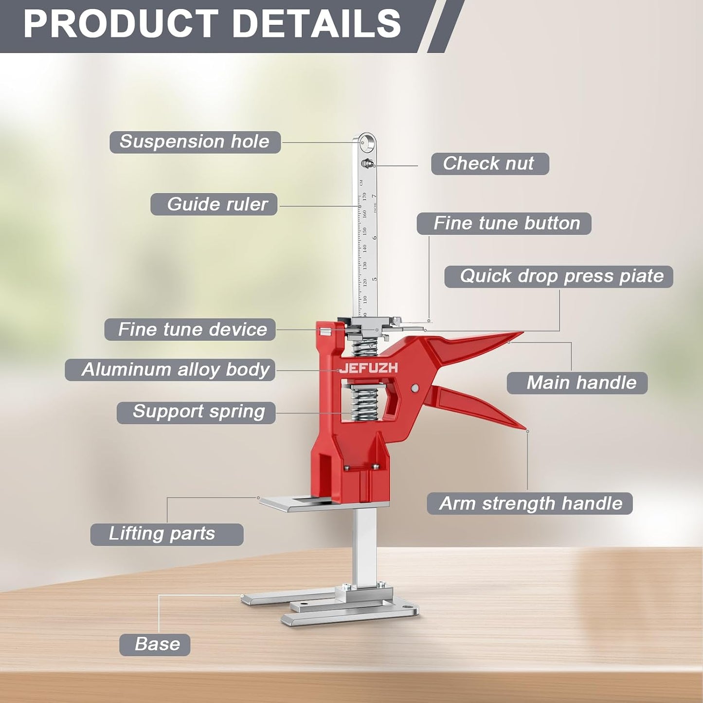 Labor Saving Arm Jack 2 Pack, Load-Bearing 440 lb Multi-Function Height Adjustment Lifting Device, Hand Furniture Lifter Tool, Furniture Jack for Lifting Door Furniture, Wall Tile Positioning