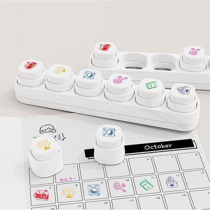 6-in-1 Pre Self-Inking Planner Stamp Set - Portable Emoticon Weather Themes Stamps with Storage Case for Bullet Journal, Scrapbooking, Travel, Daily Planning -100mm x 15mm (Quick-Dry Ink, 2pcs)