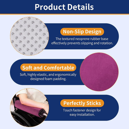Wheelchair Armrest Covers (Pair)-Memory Foam Wheelchair armrest Pads Wicking Washable Non Slip Arm Rest Cover Cushion Pad for wheelchairs Office Chairs armchairs (Blue-Gray)