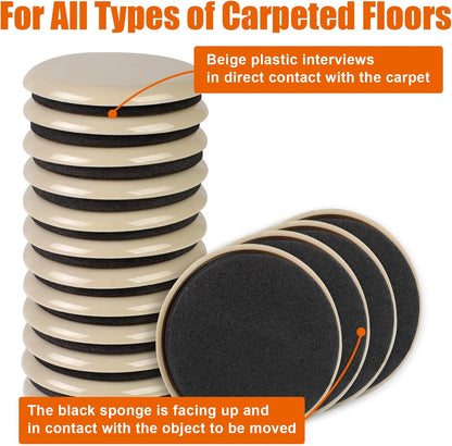 10PCS Furniture Sliders, 3 1/2" Furniture Sliders for Hardwood Floors, Reusable for Carpet, Heavy Duty Furniture Movers Sliders, Carpet, Floor Protectors (Beige)
