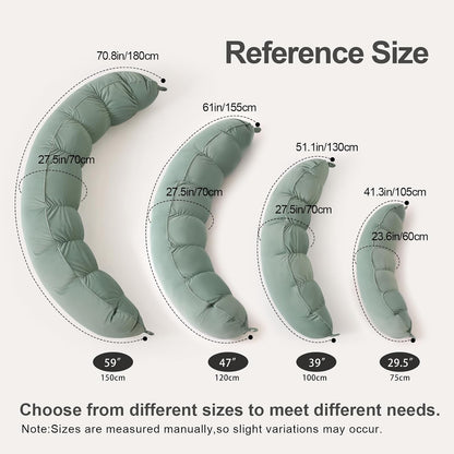 Peallow(Pat. Pend) – Long Round Body Pillow for Adults, Bolster Pillow for Sleeping, Soft and Supportive Pillow for Sleeping & Lumbar Support (Green-White, 29.5")