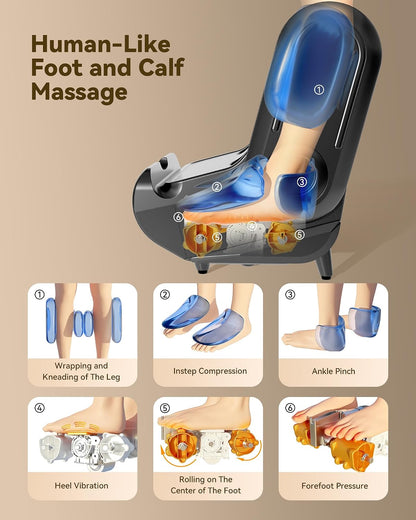 EaseZen 2 in 1 Collapsible Foot and Calf Massager with Heat with Neuropathy | Deep Kneading Therapy, Vibration, Compression,for Plantar Fasciitis, Auto Shut-Off, Gifts for Women Man Family,up to Size 14