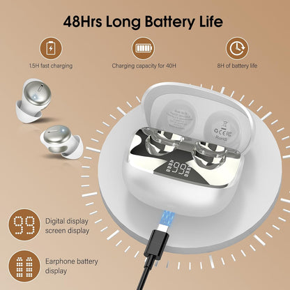 Sleep Earbuds Bluetooth 5.4, Mini Light-Weight Headphones for Side Sleepers | Features Sleep Mode & Built-in White Noise for Relaxing. 48H Battery & Clear Calls. Perfect Mini Earphones for Sound Sleep