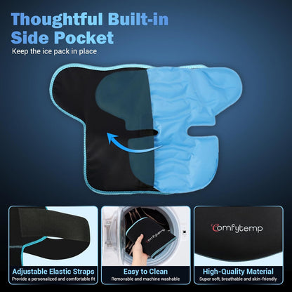 Comfytemp Shoulder Ice Pack Wrap Shoulder Brace Compression Sleeve for Shoulders Pain Relief, 2 Gel Ice Packs for Injuries Reusable, Cold Therapy for Rotator Cuff Recovery, Fathers Day Dad Gifts Men