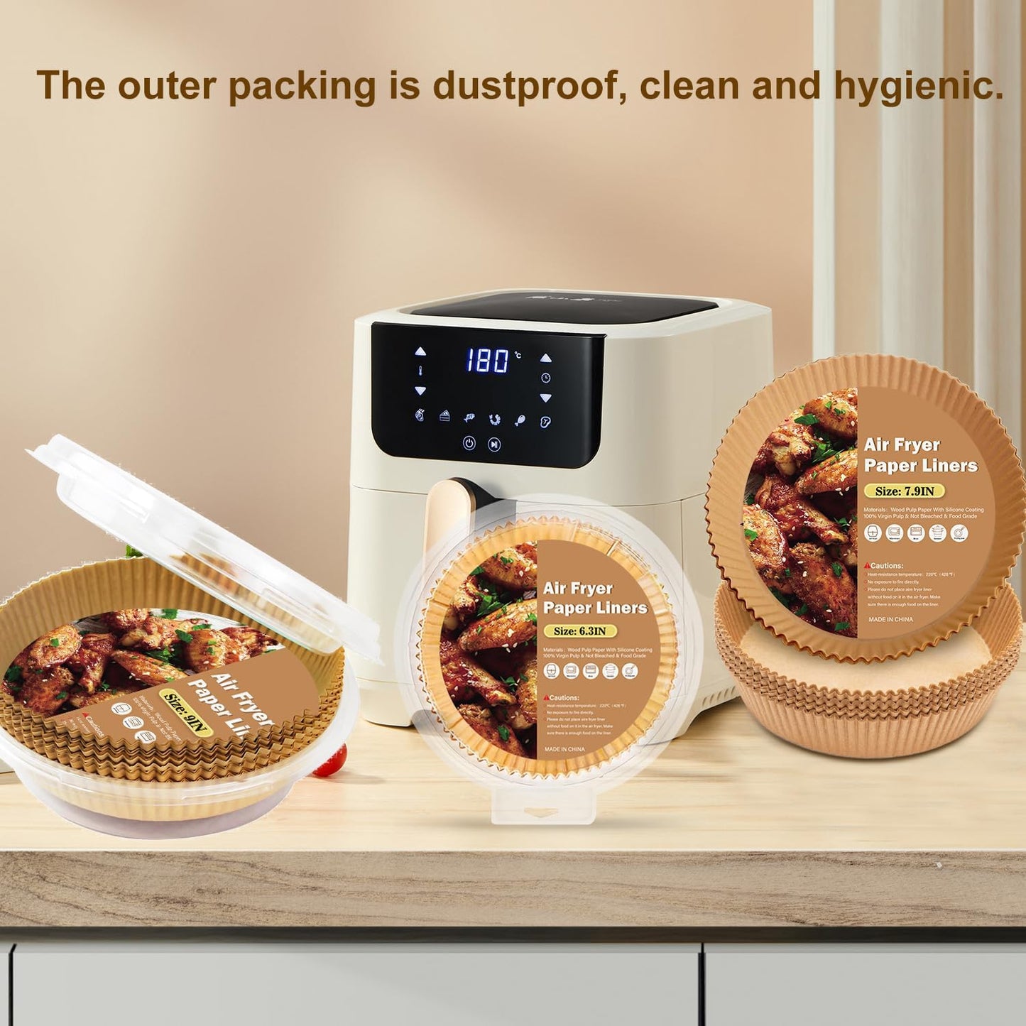 Air Fryer Liners Disposable Paper,100Pcs Airfryer Paper Liners,Non Stick Parchment Paper Liners,Food Grade Air Fryer Accessories for Microwave Oven Steamer 6.3inch Round