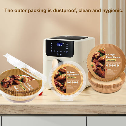 Air Fryer Liners Disposable Paper,100Pcs Airfryer Paper Liners,Non Stick Parchment Paper Liners,Food Grade Air Fryer Accessories for Microwave Oven Steamer 6.3inch Round