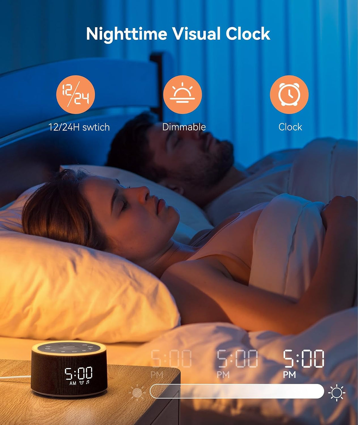 Dreamegg D1+ Sound Machine Alarm Clock, 29 Soothing Sounds with Night Light
