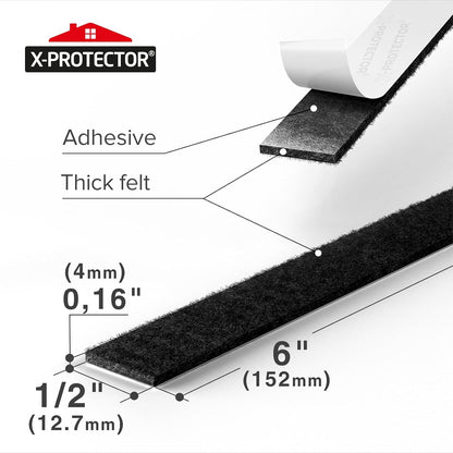 X-Protector Felt Furniture Pads - 20 PCS 6 x 1/2" - Premium Felt Strips | with Adhesive Backing - Rectangular Furniture Pads for Hardwood Floors - Cut Furniture Felt Pads to Size You Need! (Beige)