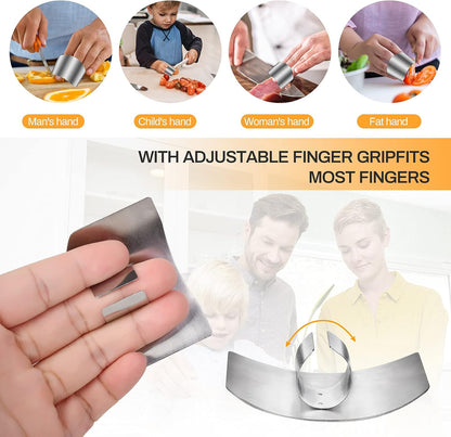 Niupiour Finger Guards for Cutting Food, Kitchen Tool Finger Shield | Steel Finger Protector for Slicing, Dicing and Chopping Vegetables, Protect from Knife Cutting, Knife Guard Saver, 4 Pack