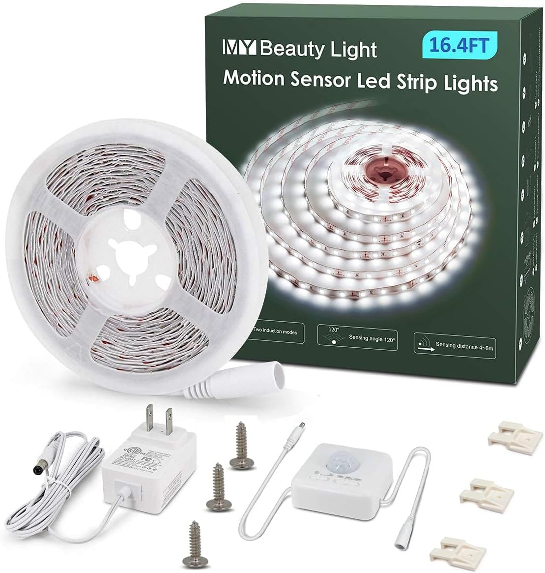 Warm White Led Strip Light with RF Remote Full Kits Bundle with Motion Sensor White Led Strip Light Full Kits