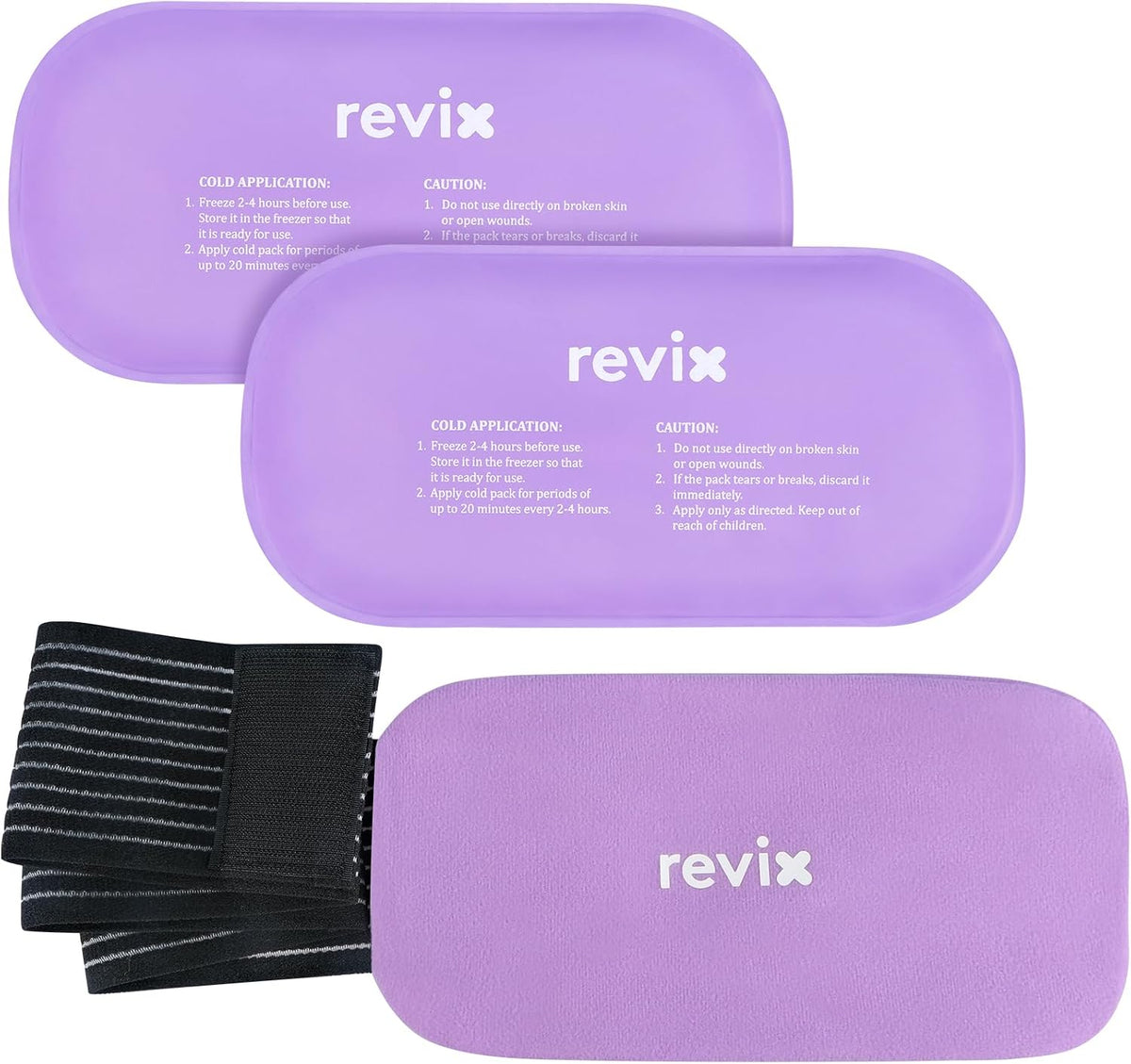 REVIX Ice Pack for Injuries Reusable, 2-Pack Hot & Cold Gel Wrap with Strap