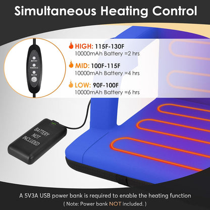 HOPERAN 21" Heated Stadium Seats for Bleachers with Back Support, Black 2PC | Seat & Back Heat Wired Control, 3 Heat Levels (NO Battery), Soft Cushion, 6 Recline, Anti-Slip, Side Pockets, Backpack Straps