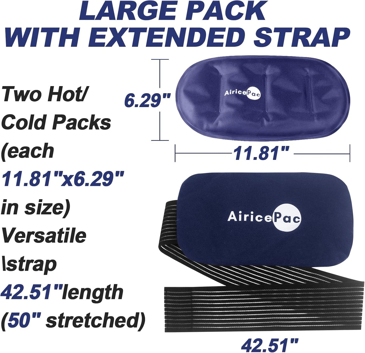 AiricePac Ice Packs for Injuries Reusable (3-Piece Set) Hot Cold Gel Wraps for Joint Pain, Muscle Soreness, Adjustable & Flexible for Back, Knees, Shoulders, Arms and Legs