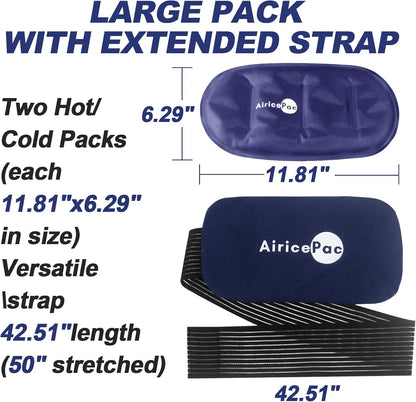AiricePac Ice Packs for Injuries Reusable (3-Piece Set) Hot Cold Gel Wraps for Joint Pain, Muscle Soreness, Adjustable & Flexible for Back, Knees, Shoulders, Arms and Legs