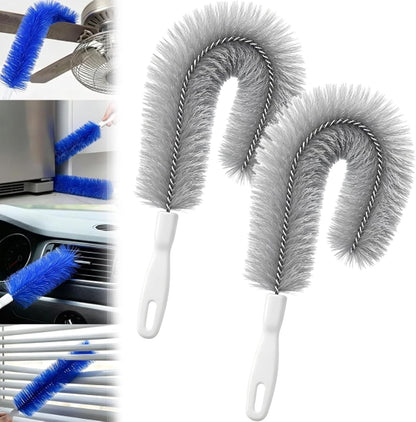 Fan Cleaning Brush – Bendable Microfiber Duster, Reusable Dust Remover, Washable, for Electric Fans, Air Conditioning, Blinds, Vents, Car & Home Use，Blue：2