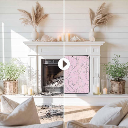 Magnetic Fireplace Cover White Vines Fireplace Screen Decorative Flowers Leaves Tree Branches Insulation Fireplace Blocker Blanket Save Energy Fireplace Draft Stopper Covers for Living Room 39x32 Inch