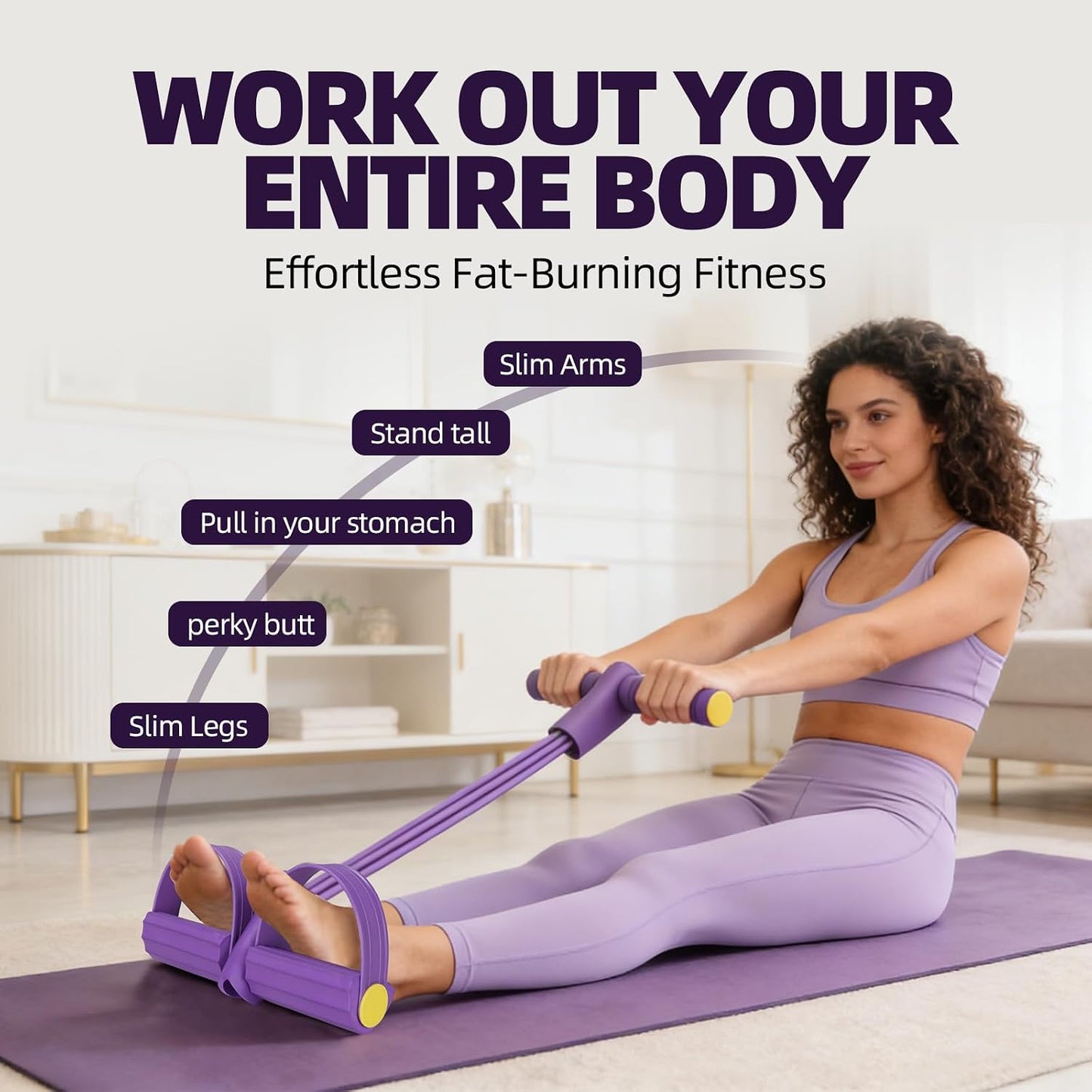 Resistance Bands with Handles 6 Tube Multifunction Tension Rope, Sit-Up Exercise Equipment with Foot Pedals and Handles，Pedal Resistance Band for Abdomen, Waist, Arm, Leg