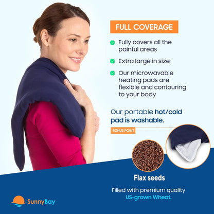 SunnyBay Extra Large Heating Pad, 10x24 inch, 2.8 lb, Navy Blue