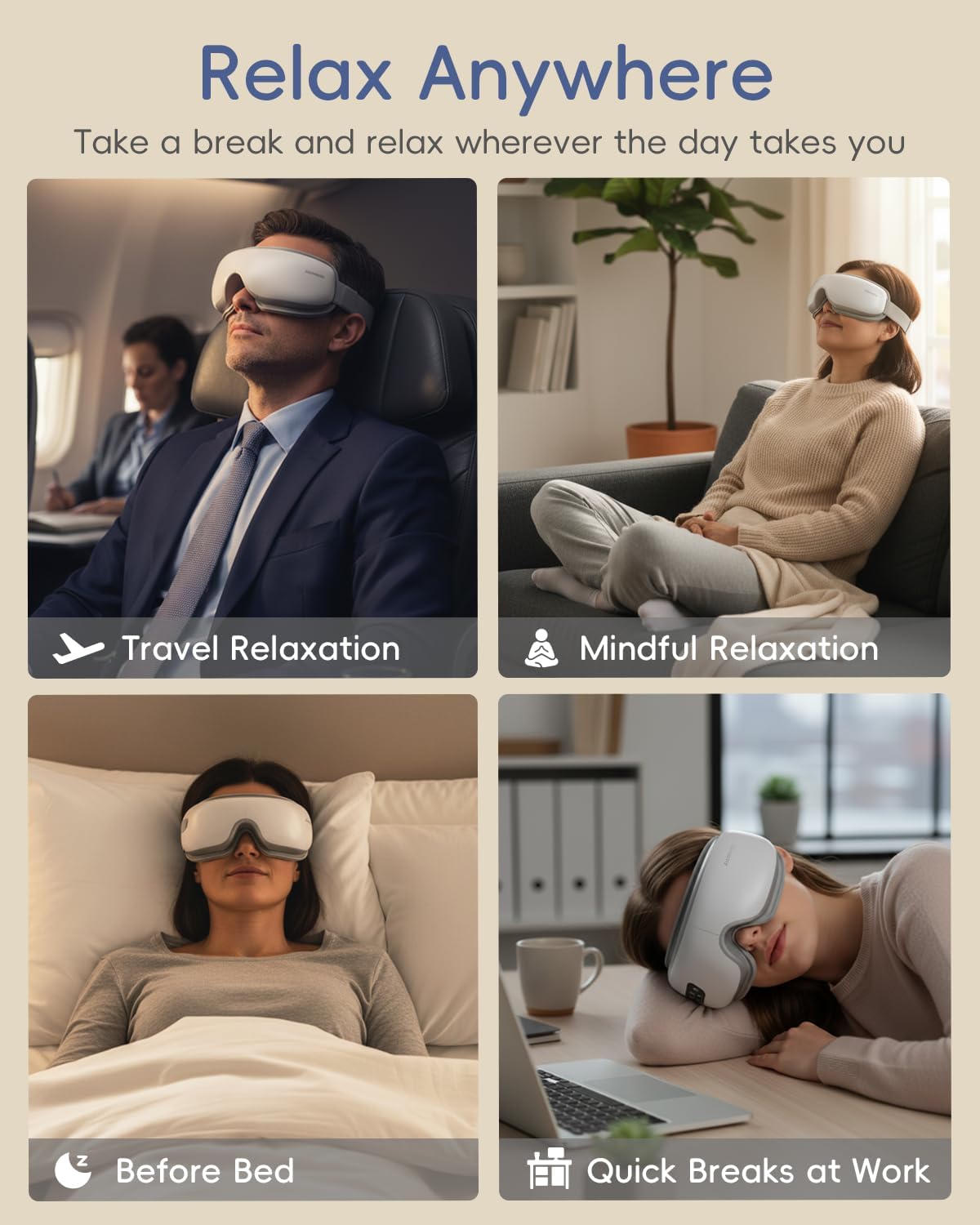 Eye Massager with Heat and Cooling - Heated Eye Mask for Migraines, Improve Sleep & Headache Relief, Fathers Day Birthday Gifts for Men Women Her Him