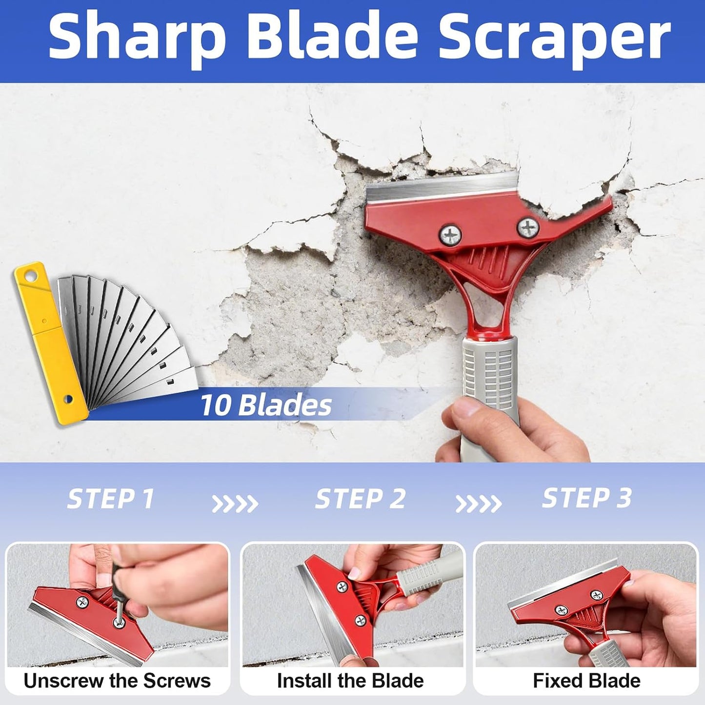 25 PCS Caulking Tool Kit-Caulk Remover,Grout Scraper,Sealant Finishing Tool | Silicone caulking tool with Stainless Steel Scraper & 10 Replacement Blades for Bathroom, Kitchen, Tile, Shower, Sink