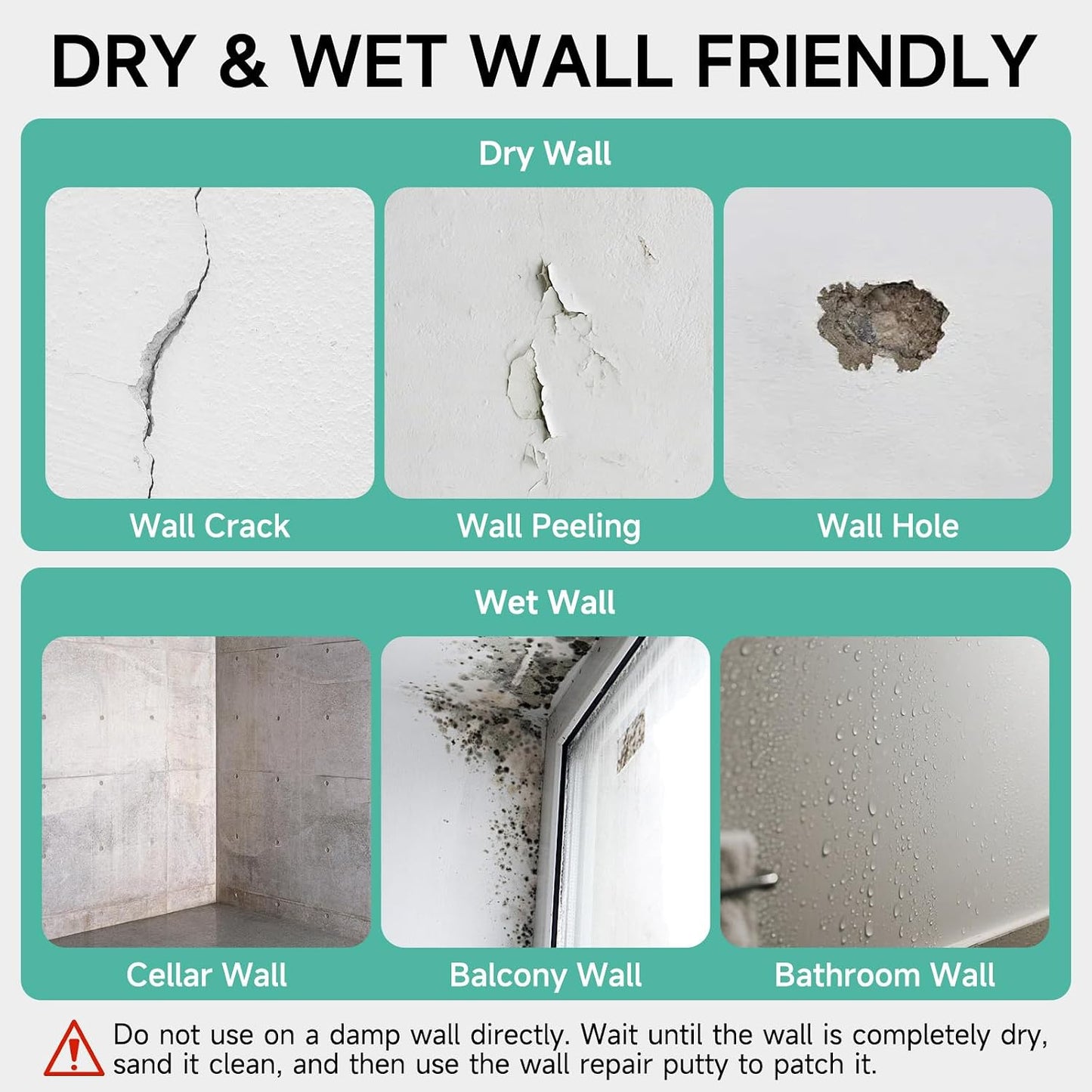 Drywall Repair Kit - 32 OZ Wall Spackle Paste with Self Adhesive Metal Patch, Dryall Repair Patch Kits, White Wall Putty Hole Filler, Quick and Easy Solution for Holes, Cracks and Gaps